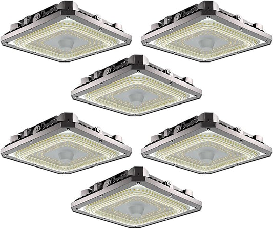 Lightdot 6Pack 150W Garage Led Ceiling Lights, Large Coverage 22500LM Canopy Lights Outdoor LED for Garage Carport Entrance Porch Barn 5000K, 100-277V IP65 Waterproof, ETL Listed