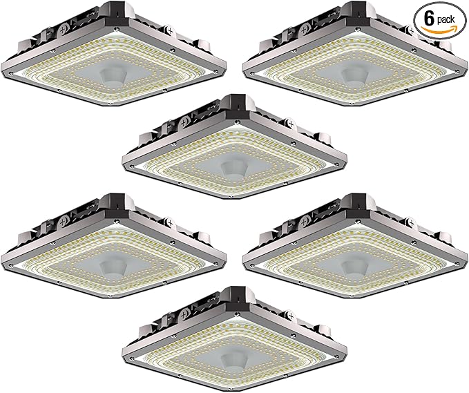 Lightdot 6Pack 150W LED Canopy Celling Lights, Large Coverage 22500LM Canopy Light Outdoor LED for Garage Carport Entrance Porch Barn 5000K, 100-277V IP65 Waterproof, ETL Listed
