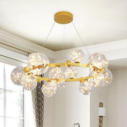 Depuley Sputnik Chandelier Light Fixture: 15-Light Modern Gold Bubble Glass Chandeliers for Dining Room - 39.37" Mid Century Globe Pendant Lighting for Kitchen Island Bedroom Foyer Living Room