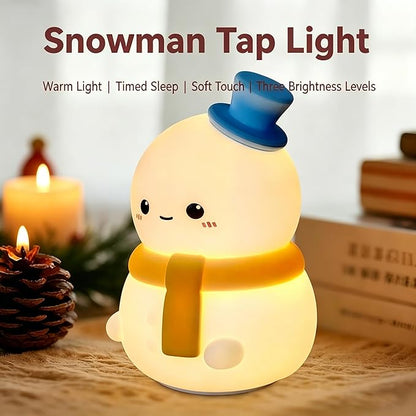 IN HAPPY Cute Snowman Night Light for Kids, Squishy Silicone Nursery Lamp, USB Rechargeable Kawaii Cordless Lamp, Home Decor & Christmas Stocking Stuffers Gifts for Toddlers, Girls, Women (Snowman)