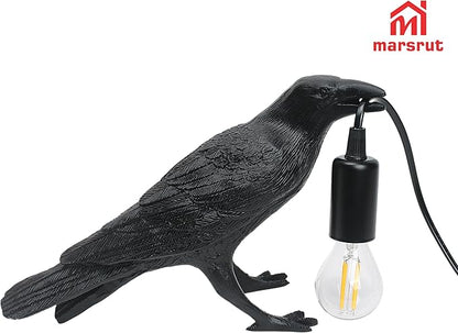 Crow Lamp Holding Light Bulb, Raven Bird Halloween Table Lamp Home Decor, Dark Academia Gothic Styling, Victorian Lifelike Novelty Animal, for Bedside Bedroom Living Room Desk Floor, 11.6 x 6.9 inches