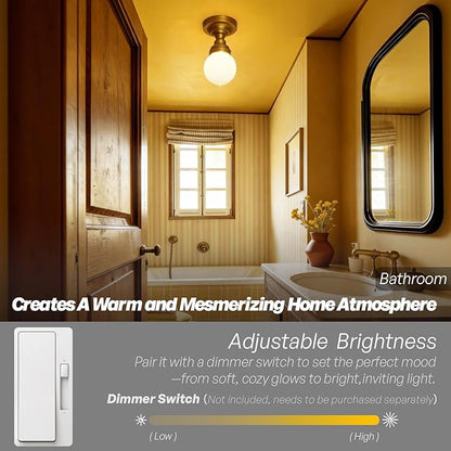 Vintage Close to Ceiling Light Fixtures Brass Gold Semi Flush Mount Ceiling Light Globe Milky White Glass Hallway Ceiling Light for Laundry Entryway Kitchen Bathroom Bedroom E26