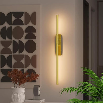 Battery Operated Wall Sconces, 1 Pack USB Rechargeable Wall Lights, Dimmable Wireless Linear Wall Lamp Indoor for Living Room, Bedroom, Hallway, Gold