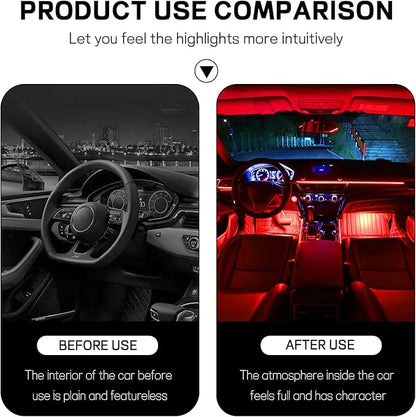 Car LED Strip Light, 12V 48 LED Interior Atmosphere Lights Under Dash Ambient Night Light, Auto Interior Decorative Lamp with Cigarette Adapter Plug, Car Accessories (Red, Cigarette Lighter)