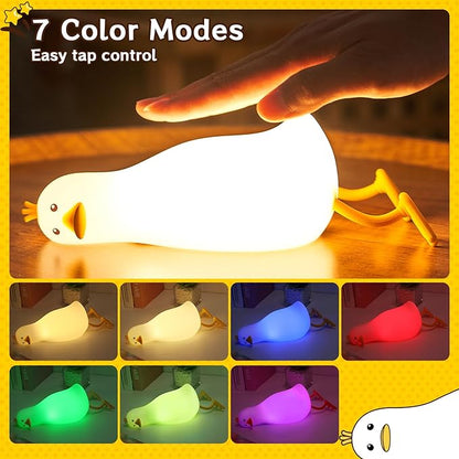 Cute Duck Night Light: LED Baby Silicone Duck Lamp - 7 Colors Kids Night Lamp - Rechargeable Nursery Nightlight - Timer Function Bedside Lamp - Cute Bedroom Décor - Gifts for Children