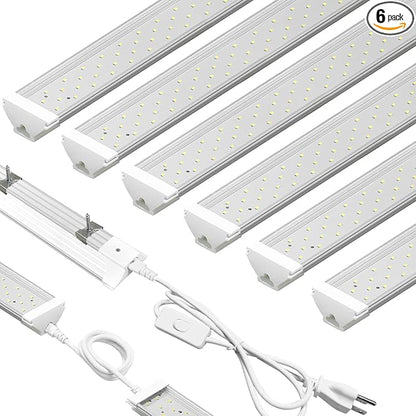SZHLUX 6 Pack LED Shop Light 4FT 60W, 8700LM, Linkable Utility Ceiling Light 5000K Daylight White for Garage, Super Bright Integrated Lights, Under Cabinet