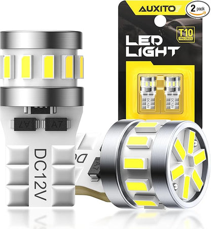 AUXITO Latest 194 LED Bulbs 6500K Bright White 168 2825 T10 W5W LED Bulb for Car Dome Door Map Courtesy Trunk Cargo Exterior License Plate Lights, Pack of 2