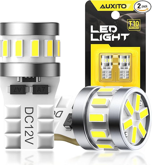 AUXITO Latest 194 LED Bulbs 6500K Bright White 168 2825 T10 W5W LED Bulb for Car Dome Door Map Courtesy Trunk Cargo Exterior License Plate Lights, Pack of 2