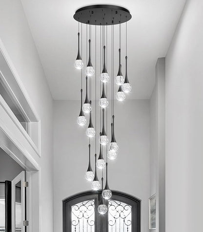 18 Light Modern Glam Crystal Chandelier for High Ceiling LED Dimmable Ceiling Pendant Light Staircase Foyer Enterway Living Room Chandelier Lighting Antique Black
