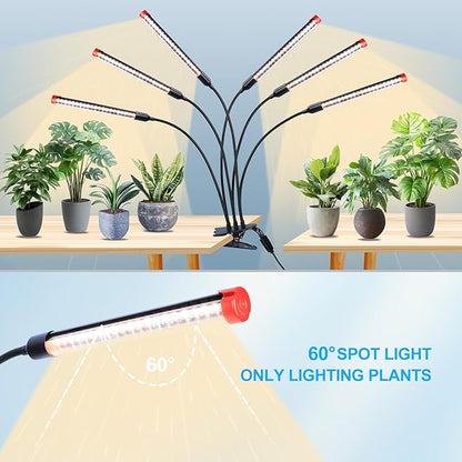 FECiDA Gamechanger 2026 54 Watt Power Draw, NO Need Adapter, 6Head Strong Clip Grow Lights for Indoor Plants with 4/8/12/16/20H Timer, LED Plant Growing Lamps for Houseplants, Bonsai, Seed Starting