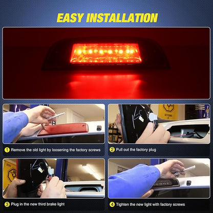 Nilight Third Brake Light Tail High Mount 3rd Stop Lights Smoked Lens Compatible with Jeep Liberty 2002 2003 2004 2005 2006 2007 Van SUV Rear Center Cab Lamp