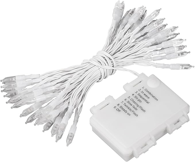 MAGOTAN Battery Operated Christmas Lights - 16ft 50 LED String Lights with Timer, Waterproof, Warm White, 2 Pack for Indoor/Outdoor Wedding Party, Home, Garden