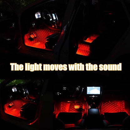 Car Led Interior Lights, RGB 36LED Multicolor Auto Strip Light with Sound Active Function and Remote Control, Under Dash Smart Lighting Kit with Charger, Car Accessories (USB)
