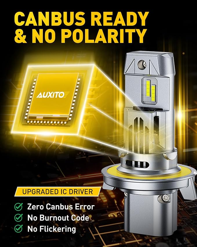AUXITO H13/9008 Fog Bulbs, 900% Ultra Bright White, 360° Illumination, Long Lasting Durability, Easy Installation, Pack of 2