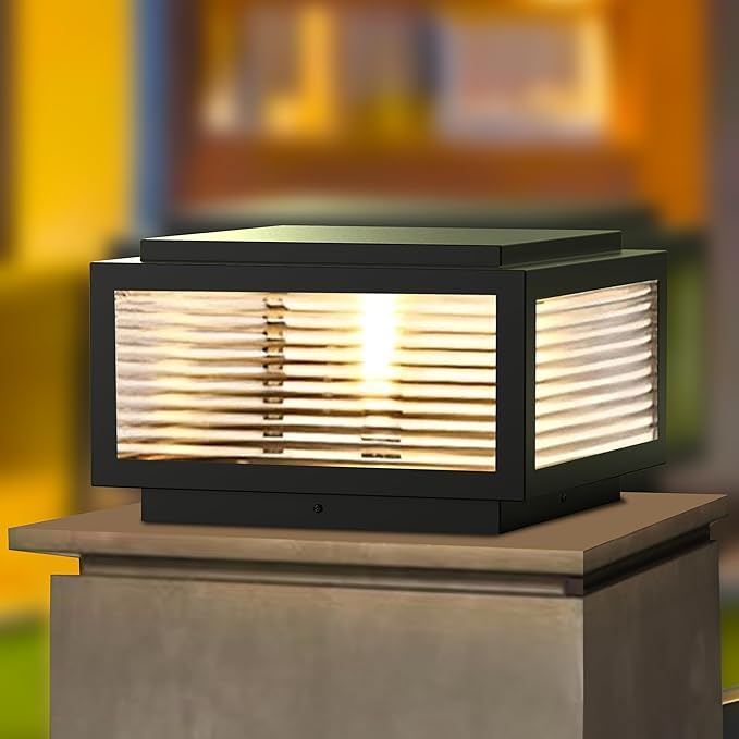 Outdoor Post Light 10X10 in, Column Light,Wired Lantern Column Lamp 110-240V(12-36V Replace Bulb),Garden Light,IP54 Waterproof, Base E26,LED Post lamp,Fence Post caps