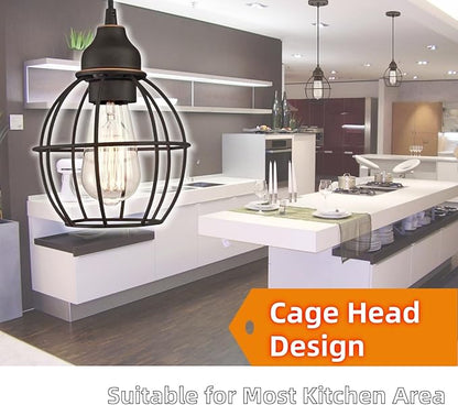 WISBEAM Oil Rubbed Bronze Pendant Lighting Fixture with Brass Edge, Hanging Kitchen Lights with E26 Medium Base Max. 60 Watts, Bulbs not Included, 1-Pack