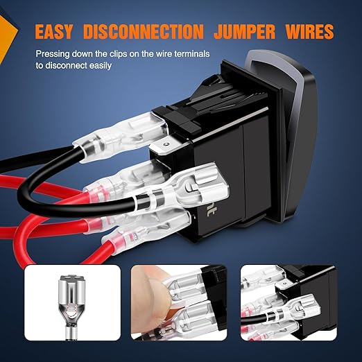 Nilight Alien Lights Rocker Switch Led Light Bar 5 Pin Laser On Off SPST switches 20A/12V 10A/24V Switches Blue with Jumper Wires Set for Cars Trucks Boats ATVs UTVs RVs