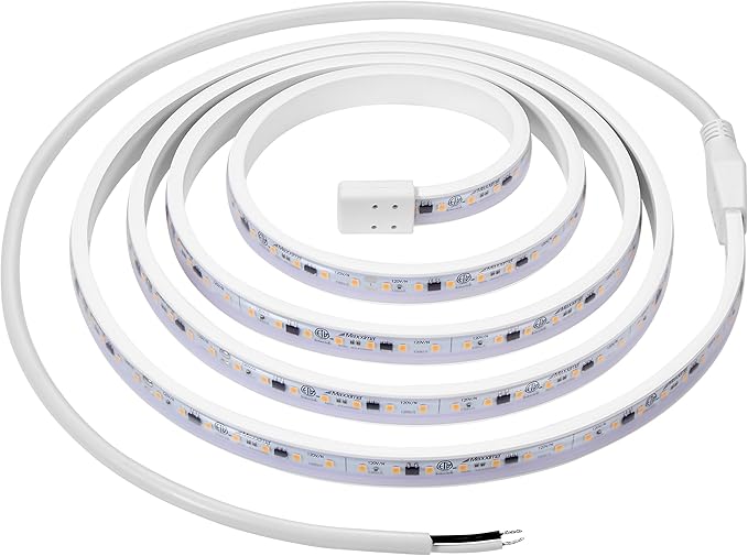 Maxxima 84 in. Hardwired LED Under Cabinet Strip Light, 3220 Lumens, 3000K Warm White, Kitchen and Living Room 120V White Cove Lighting, No Power Supply Needed