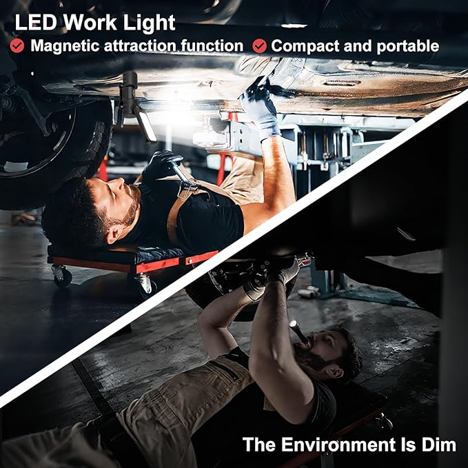 Rechargeable 5000LM Magnetic Work Light,180° Rotate Mechanic Work Light for Car Repair, BBQ,Emergency, Camping, Outdoor & Mechanics Tools