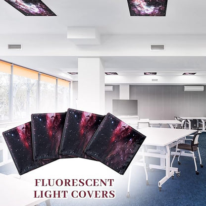 Patelai 8 Pack Fluorescent Light Covers for Classroom Ceiling 4 x 2 Feet Magnetic Light Covers Filter for Office School Drop Ceiling Supplies(Star Cluster)