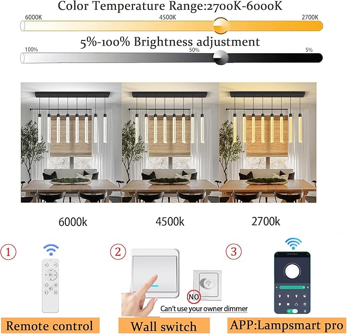 Modern Rectangular Crystal Chandelier LED Dimmable Crystal Column Chandelier Living Room Crystals Pendant Light for Dining Room Adjustable Height 8-Light Black