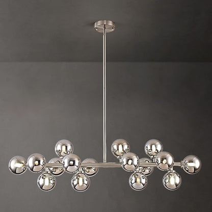 16-Light Globe Sputnik Chandelier, Mid Century Modern Light Fixture Over Table, Nickel Linear Chandeliers for Dining Room and Kitchen Island (Smoke Grey Glass Bubble Shades, 40 Inch)