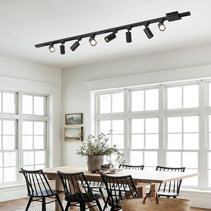 6-Light LED Track Lighting Kit with 6.6FT H Track Lighting Rails & Floating Canopy Connector, GU10 Track Light Kit, Modern Kitchen Track Lighting Fixtures Ceiling Spot Light, Black (No Bulbs)