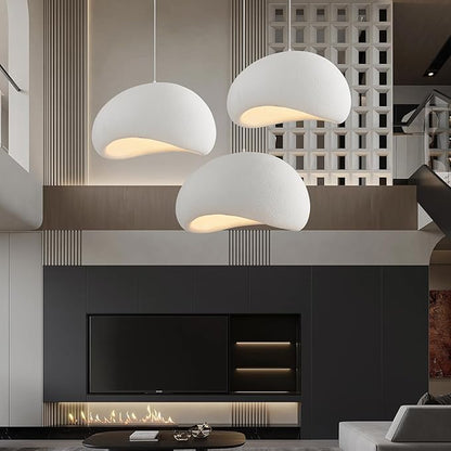 Wabi Sabi Pendant Light Oval, 23.6in Japanese Ceiling Fixture for Dining Room Kitchen Island Hallway Bedroom Restaurant, Adjustable Modern Japandi Hanging Lamp, E26 Base (60cm/23.6in)