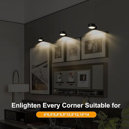 6-Pack Battery Operated Picture Light Magnetic Painting Light with 3 Lighting Modes,Remote and Dimmable Timer Art Display Light for Picture Artworking Frame Portrait,Wireless Wall Decor Puck Lights