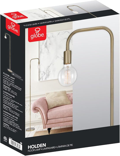 Globe Electric 67068 Holden 70" Floor Lamp, Matte Brass, in-Line On/Off Foot Switch