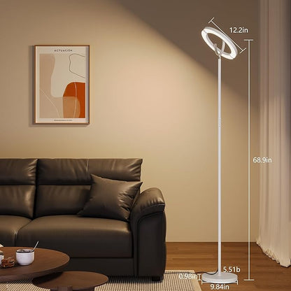 【Upgraded】Modern LED Floor Lamp - 30W Super Bright Standing Lamp, 350° Rotating Reading Floor Lamp with Remote Control, 3000K-6500K Stepless Dimmable, Tall Floor Lamp for Living Room, Bedroom, Office