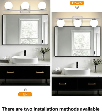 New Bathroom Vanity Light Fixtures 3 Lights Brushed Nickel Glass Shade Modern Wall Bar Sconce Over Mirror