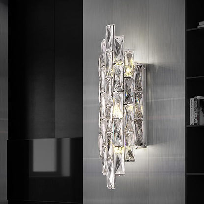Modern Crystal Chrome Wall Sconces, Wall Light Fixtures, Indoor Wall Lamp, Vanity Wall Mount Lamps for Living Room Bedroom Bathroom Bedside Hallway Stairway