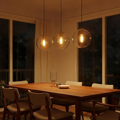 Modern Gold Globe Pendant Light, 10" Mid Century Brushed Brass Hanging Pendant Light Fixtures with Clear Glass for Kitchen Island Dining Room Bedroom Hallway Foyer, Adjustable Height