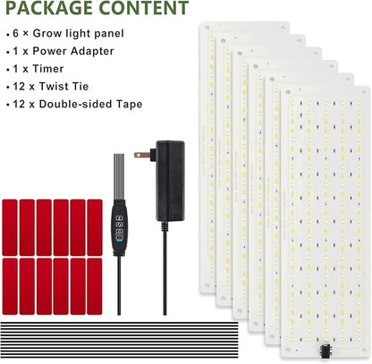 LBW Plant Grow Light, 810 LEDs Full Spectrum Plant Lights for Indoor Growing, Ultra-Thin Panel Grow lamp for Under Cabinet Plant，4/8/12H Timer, 3 Lighting Modes, 10 Dimmable Levels, 6 Packs