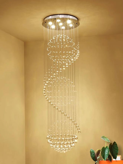 AGV LIGHTING Crystal Spiral Raindrop Chandelier, Modern Pendant Lighting with 7-Lights, H79 x D24 Large Chandelier