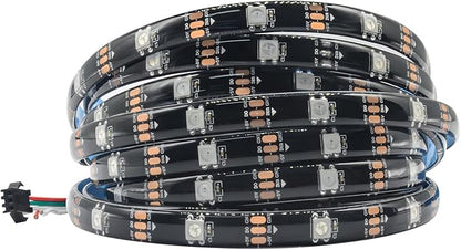 16.4FT WS2812B 5V LED Strip Lights 150 Individual Addressable RGB IC 5050SMD LEDs - Flexible Black PCB IP65-30LEDs/m MagicRGB Dream Color for DIY Chasing Color Project (No Power Supply & Controller)