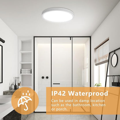 4PK 12 Inch LED Flush Mount Ceiling Light, 24W, 2520LM, 3000K/4000K/6000K CCT Selectable Super Slim LED Ceiling Light, Close to Ceiling Round Flat Panel Light for Hallway, Bedroom,Kitchen ect