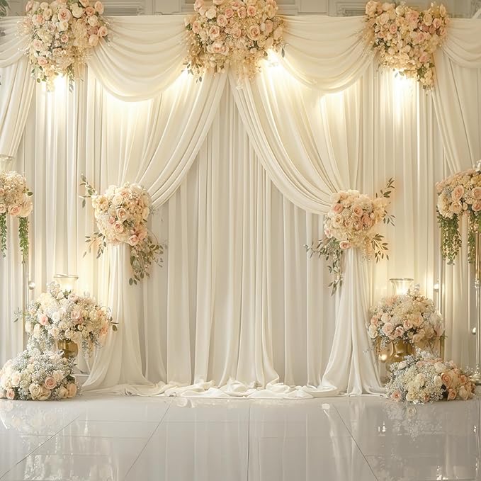 6 Panels Champagne Backdrop Curtains for Wedding Party Wrinkle Free Backdrops Curtain Drapes Fabric Decorations Photo Back Drop Cloth for Baby Shower Photography Stage Reception 30ft(W) x 12ft(H)