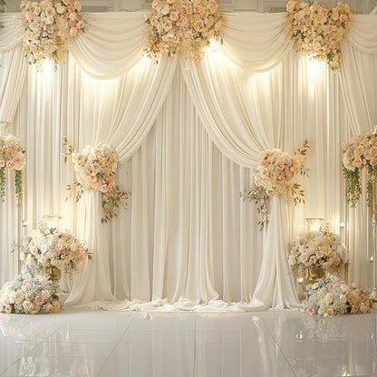 6 Panels Champagne Backdrop Curtains for Wedding Party Wrinkle Free Backdrops Curtain Drapes Fabric Decorations Photo Back Drop Cloth for Baby Shower Photography Stage Reception 30ft(W) x 12ft(H)