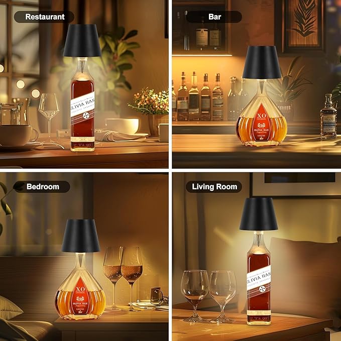 2026 New Wireless Bottle Lamp,LED Bottle Lights for Liquor & Wine Bottles,Bottle Light with Dimmable(Black,2pcs)
