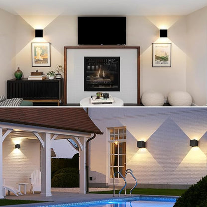 4-Pack 20W LED Outdoor Wall Lights Exterior/Interior,3 Colors Adjustable Wall Sconce,Modern Square Aluminum Wall Light,Up and Down Outdoor Lighting Fixtures,IP65 Waterproof Porch Light, ETL Listed
