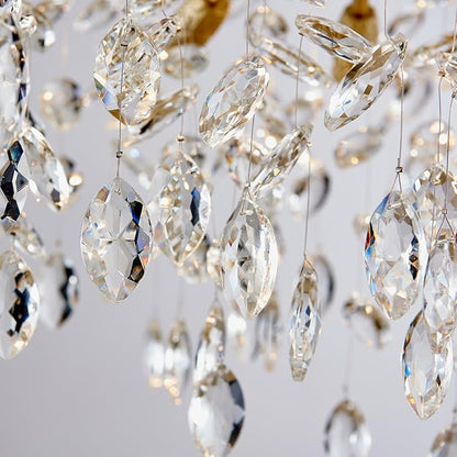 Modern Gold Crystal Chandeliers Chandeliers - L63 inch Rectangular Golden Tree Branches Ceiling Pendant Light Fixtures, Luxury K9 Raindrop for Dining Room