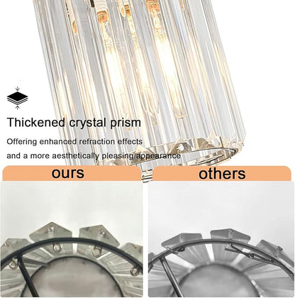 Pendant Lights Kitchen Island 3 Pack, Adjustable High Brushed Nickel Modern Crystal Mini Chandelier Ceiling Hanging Pendant Light Fixtures for Kitchen Hallway Dining Room Bedroom