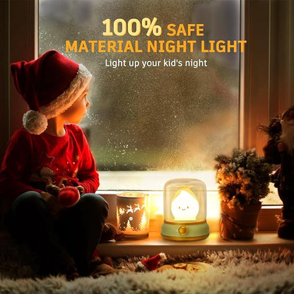 2Pack Ghost Campfire Night Light, Small Cute Desk Lamp, Dimmable Cordless Bedside Table Lamp, Rechargebale Battery Oprated Warm Night Light for Bedroom/Kids/Baby Nursery, Vintage Ambient Lighting