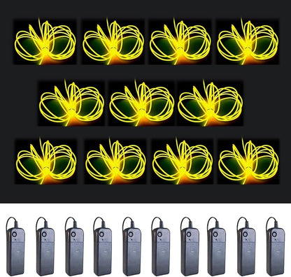 MaxLax EL Wire Yellow 10-Pack, 16.4ft/5m Neon Light Wire with Noise Reduction and Battery Pack…