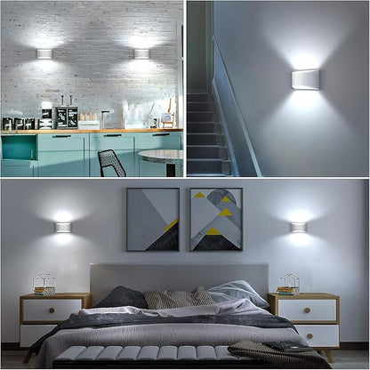 Lightess Modern LED Wall Sconce Set of 2, Hardwired Indoor Wall Lights, Up Down Wall Mount Lamp, White Sconces Wall Lighting for Living Room Bedroom Hallway, 6000K Cool White