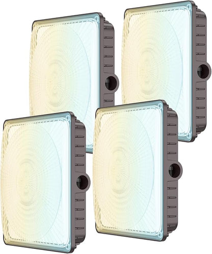 Glitgate 4Pack LED Canopy Lights Outdoor - 60W/45w/30W 3Wattage Adjustable 3000K/4000K/5000K 3CCT Selectable Commercial Canopy Light, IP65 Waterproof Ceiling Mount Light for Gas Station, Parking Lot