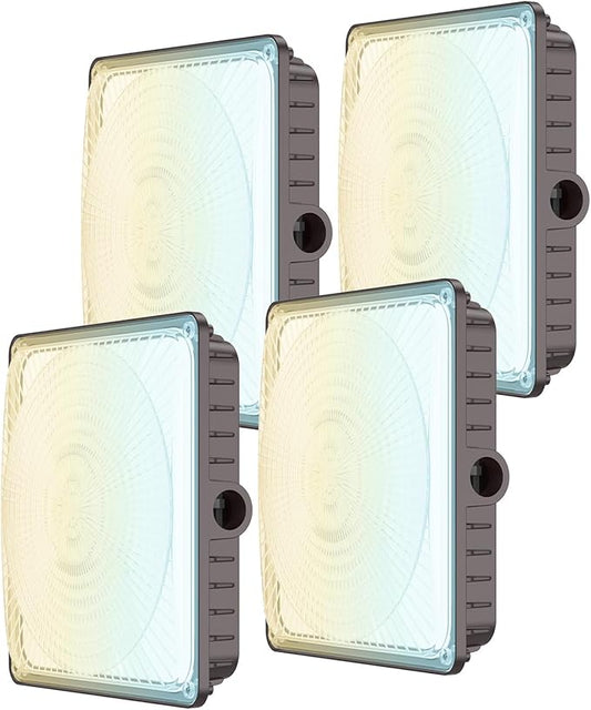 Glitgate 4Pack LED Canopy Lights Outdoor - 60W/45w/30W 3Wattage Adjustable 3000K/4000K/5000K 3CCT Selectable Commercial Canopy Light, IP65 Waterproof Ceiling Mount Light for Gas Station, Parking Lot