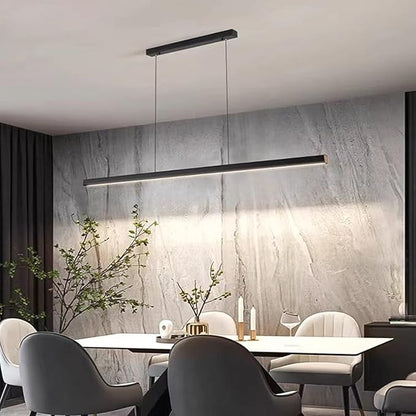 Dining Room Light Linear chandelierAdjustable 3000k-6000k-One line Chandelier, Modern LED Chandelier with Remote Control, Adjustable Cable, Suitable for Office Restaurants(Dimming, 39.4inch)